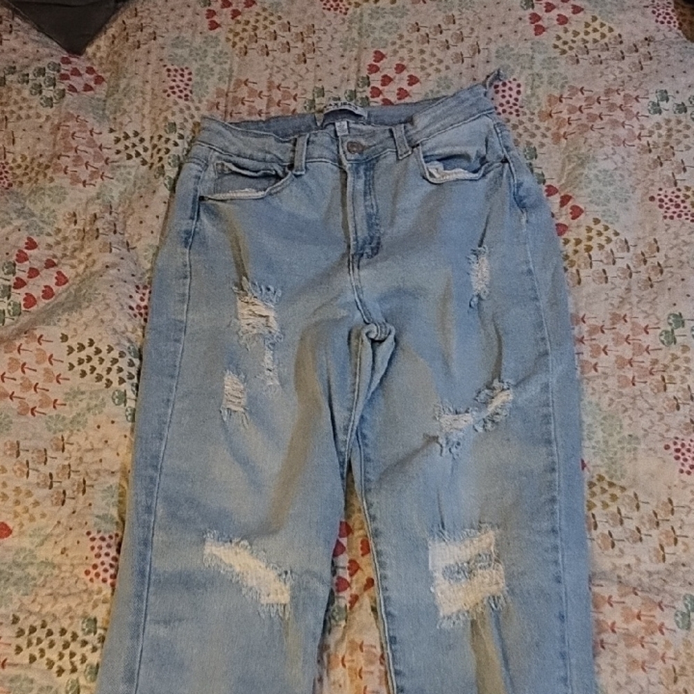 Distressed Light Blue Jeans